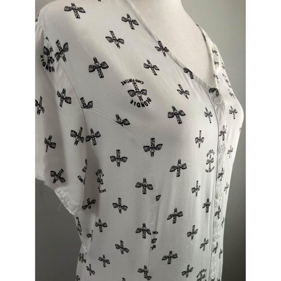By Junkfood blondie camp Funtime white dress button down size XL - Picture 6 of 9